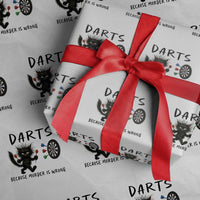Funny Grumpy Cat Dart Player Wrapping Paper Roll Because Murder Is Wrong Pub Game Gift - Wonder Print Shop