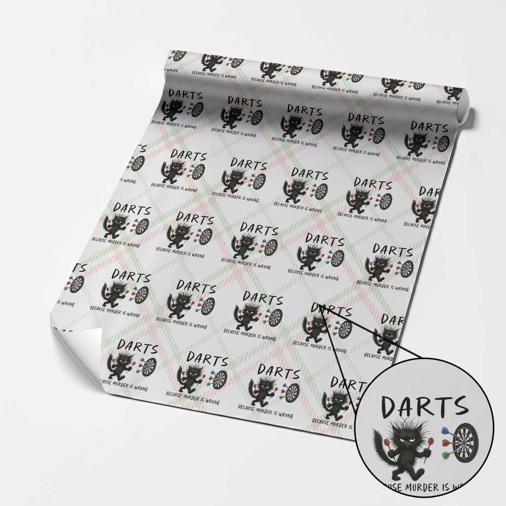 Funny Grumpy Cat Dart Player Wrapping Paper Roll Because Murder Is Wrong Pub Game Gift - Wonder Print Shop
