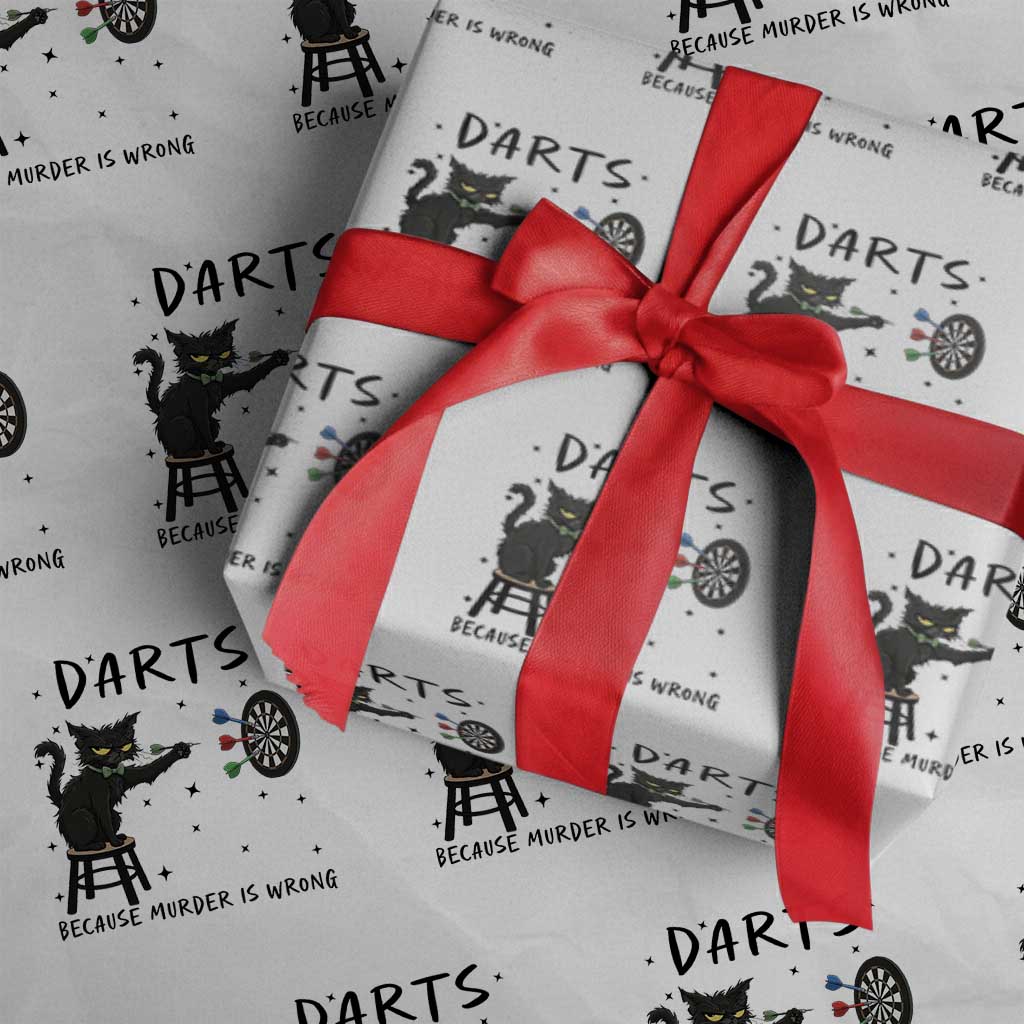 Funny Grumpy Cat Darts Wrapping Paper Roll Because Murder Is Wrong - Wonder Print Shop