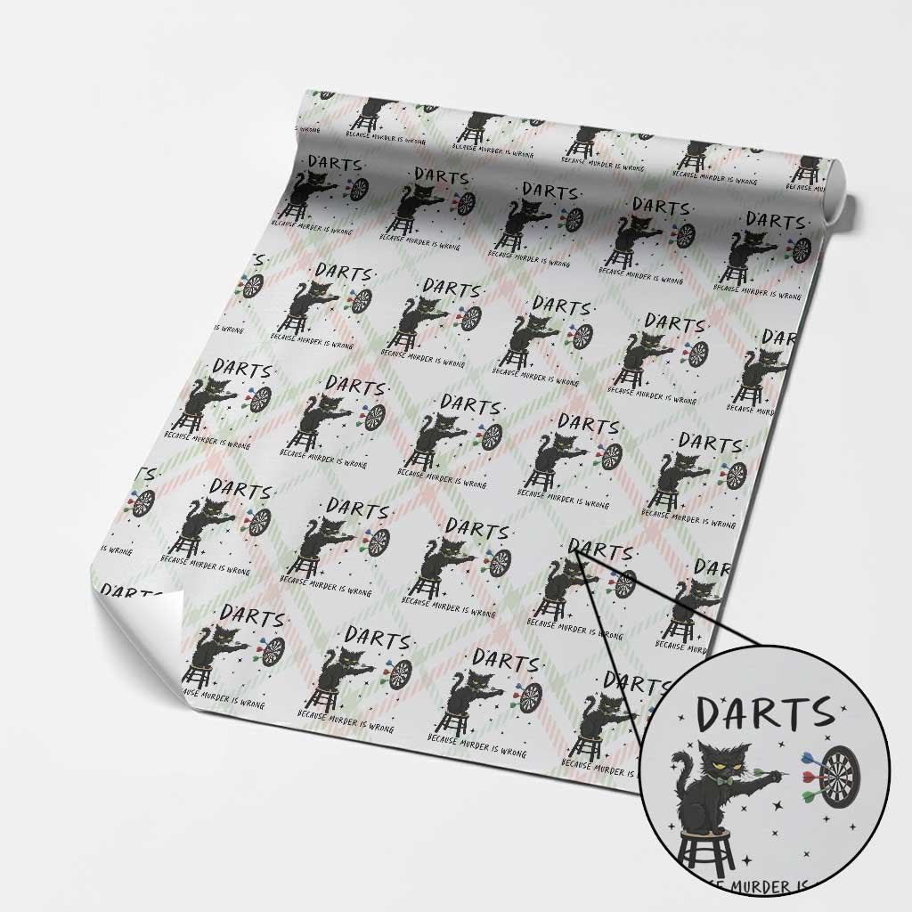 Funny Grumpy Cat Darts Wrapping Paper Roll Because Murder Is Wrong - Wonder Print Shop