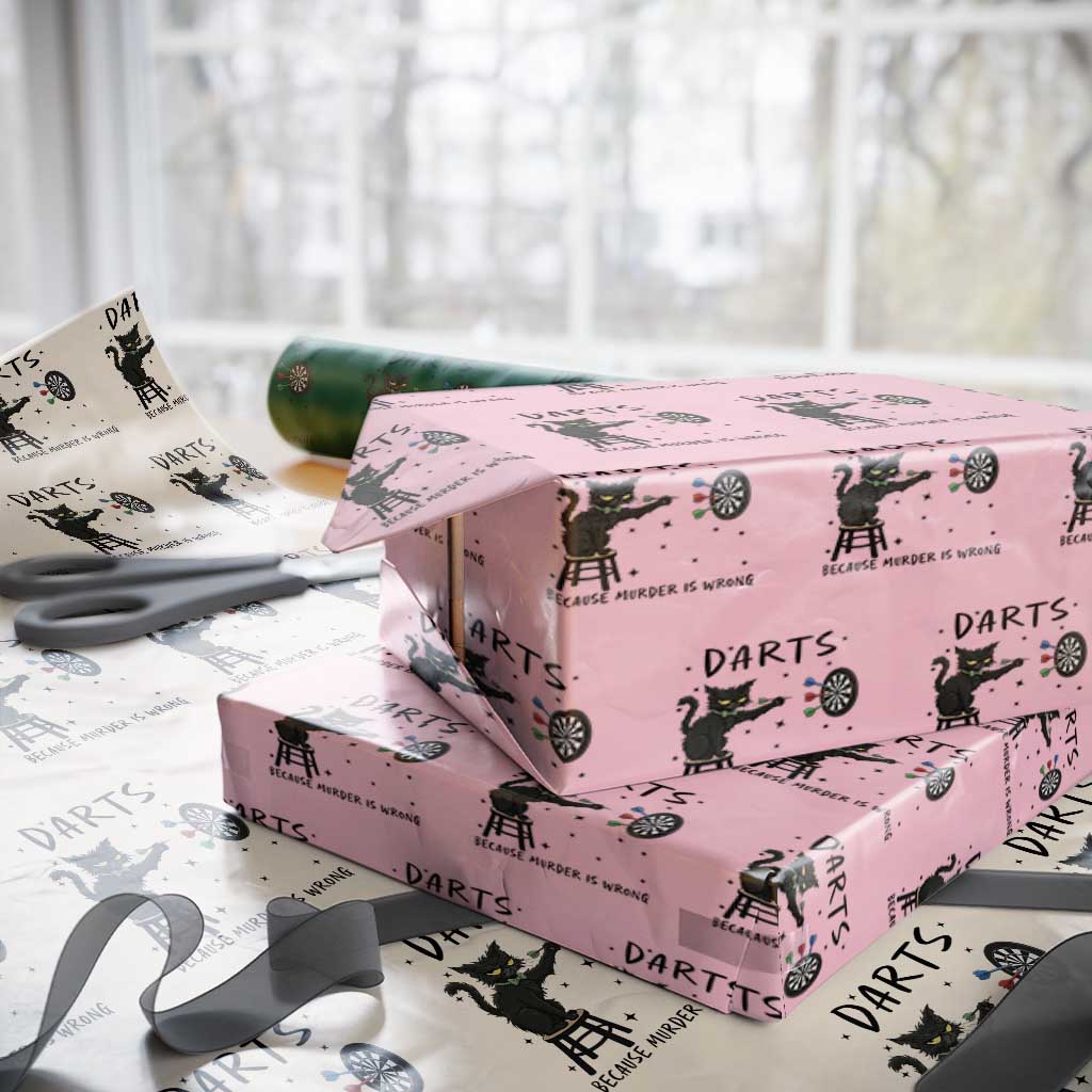 Funny Grumpy Cat Darts Wrapping Paper Roll Because Murder Is Wrong - Wonder Print Shop