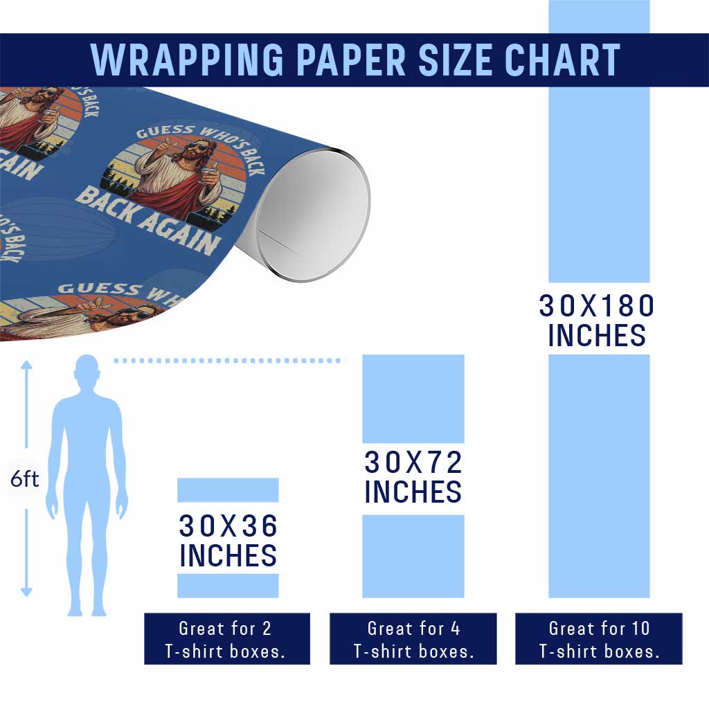 Funny Jesus Easter Wrapping Paper Roll Guess Who's Back? Back Again Easter