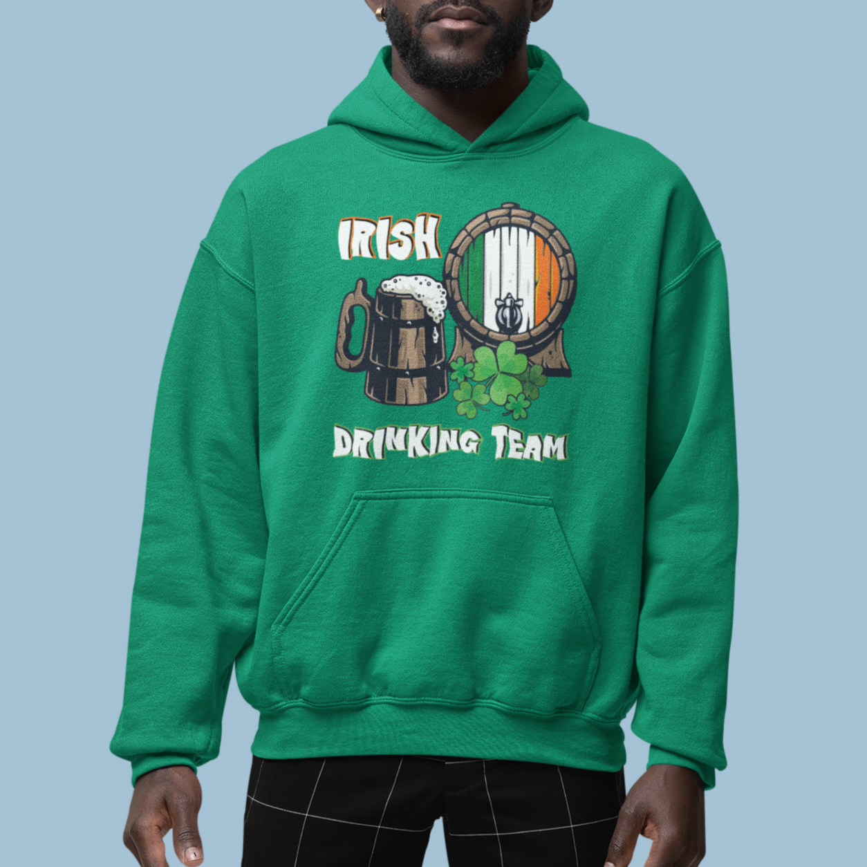 St. Patrick's Day Hoodie Beer Drinking Team Ireland Flag - Wonder Print Shop