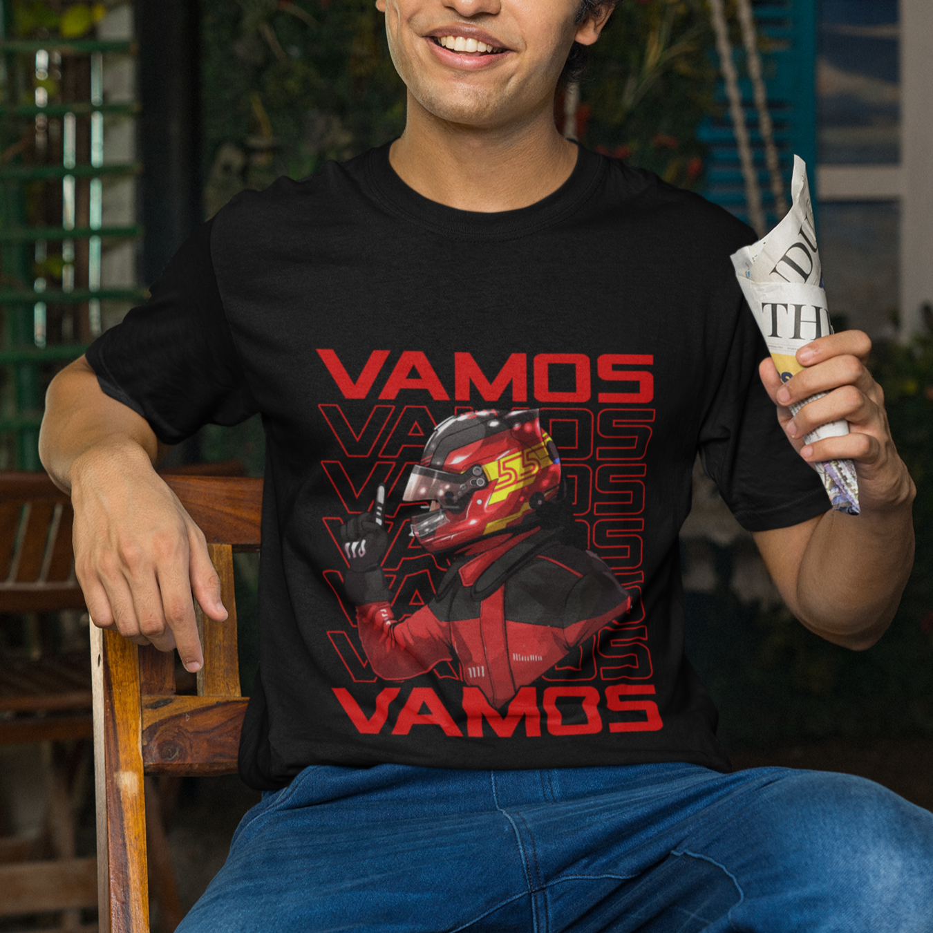 Carlos Sainz 55 T Shirt Vamos Let's Go Spanish Racing Driver F1 Racing Singapore GP - Wonder Print Shop