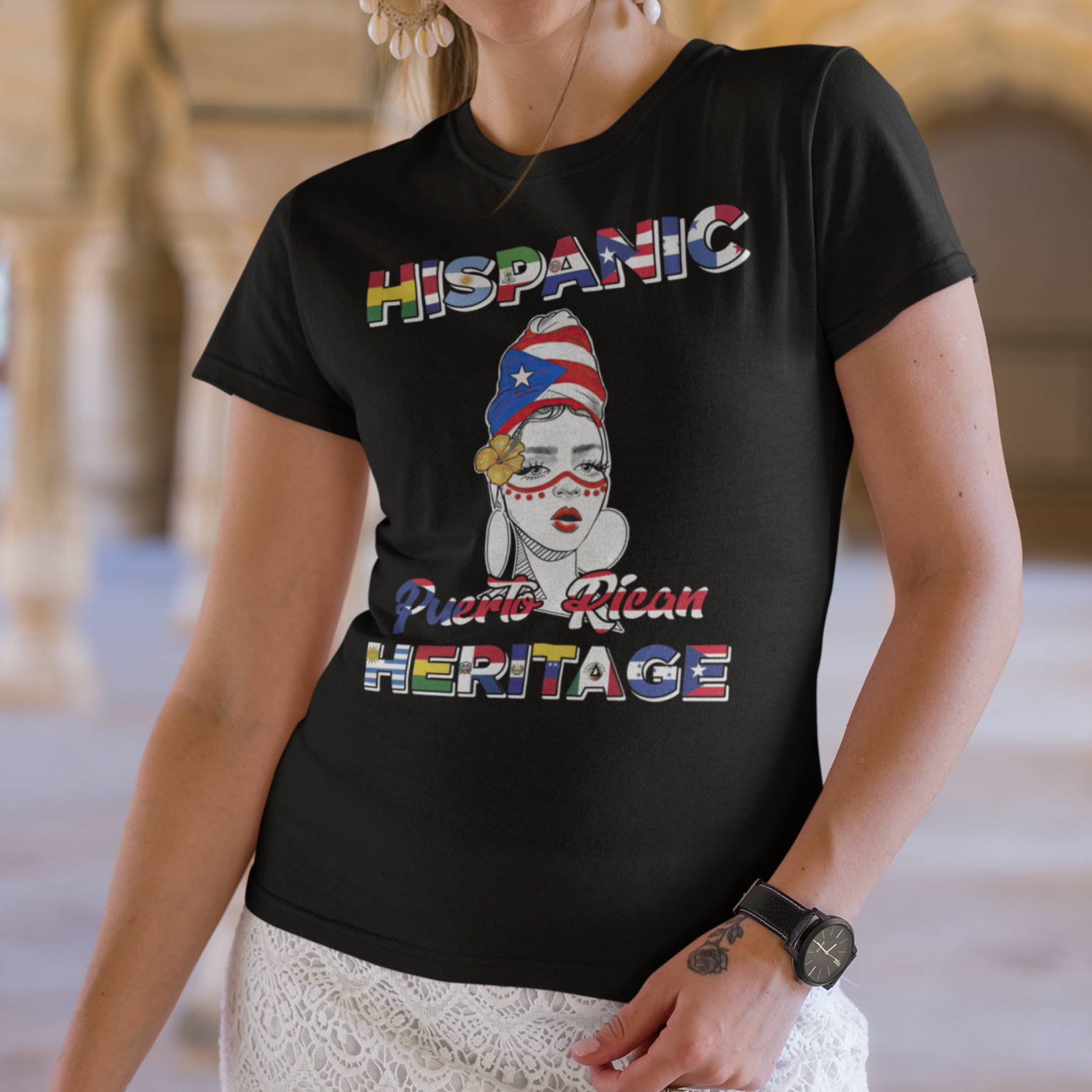 Puerto Rican Woman Hispanic Heritage T Shirt Boricua Puerto Rico - Wonder Print Shop