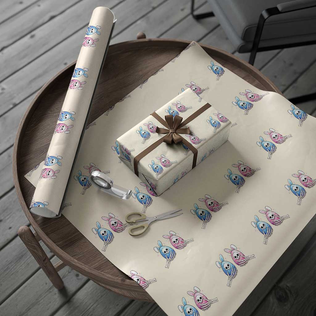 Gothic Easter Gift Wrapping Paper Roll Skeleton Hands Holding Easter Eggs