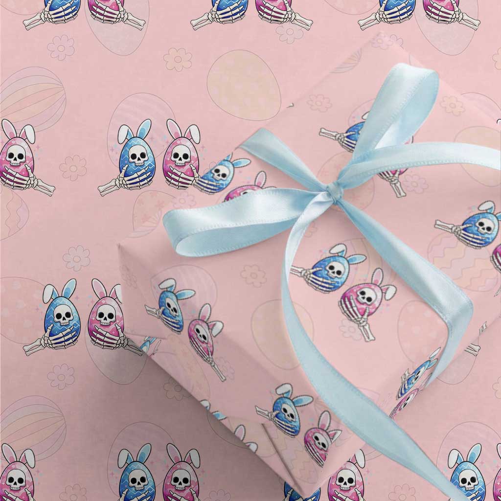 Gothic Easter Gift Wrapping Paper Roll Skeleton Hands Holding Easter Eggs