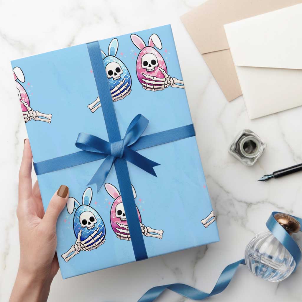 Gothic Easter Gift Wrapping Paper Roll Skeleton Hands Holding Easter Eggs