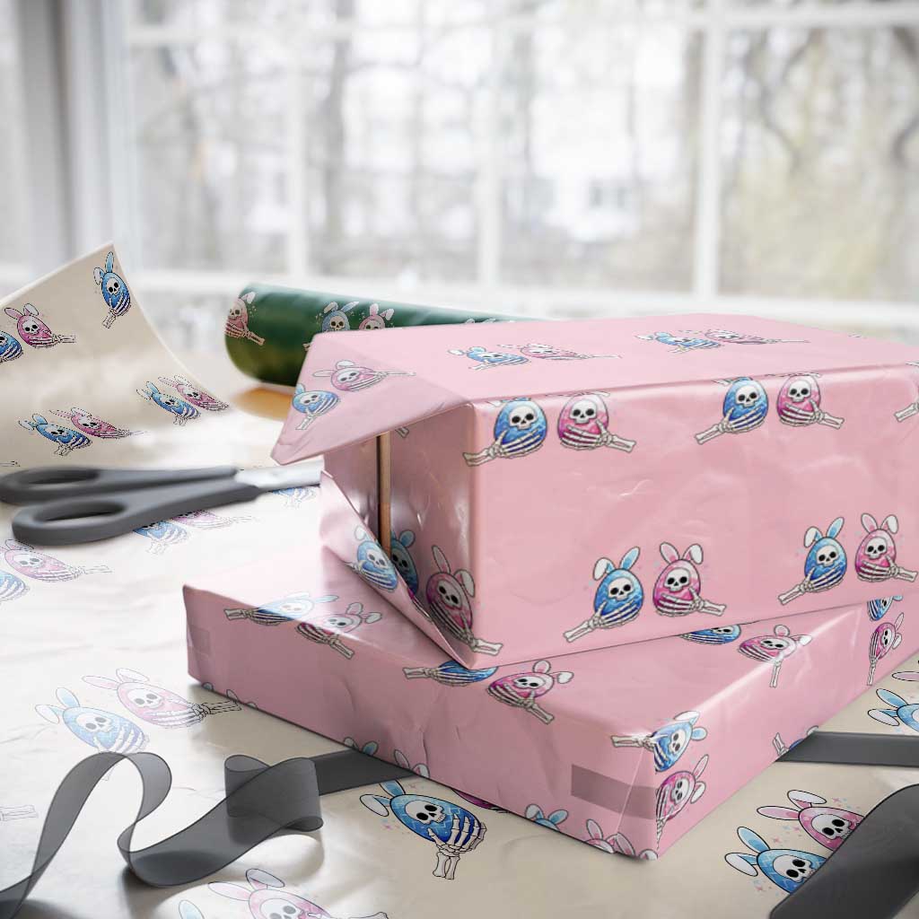 Gothic Easter Gift Wrapping Paper Roll Skeleton Hands Holding Easter Eggs