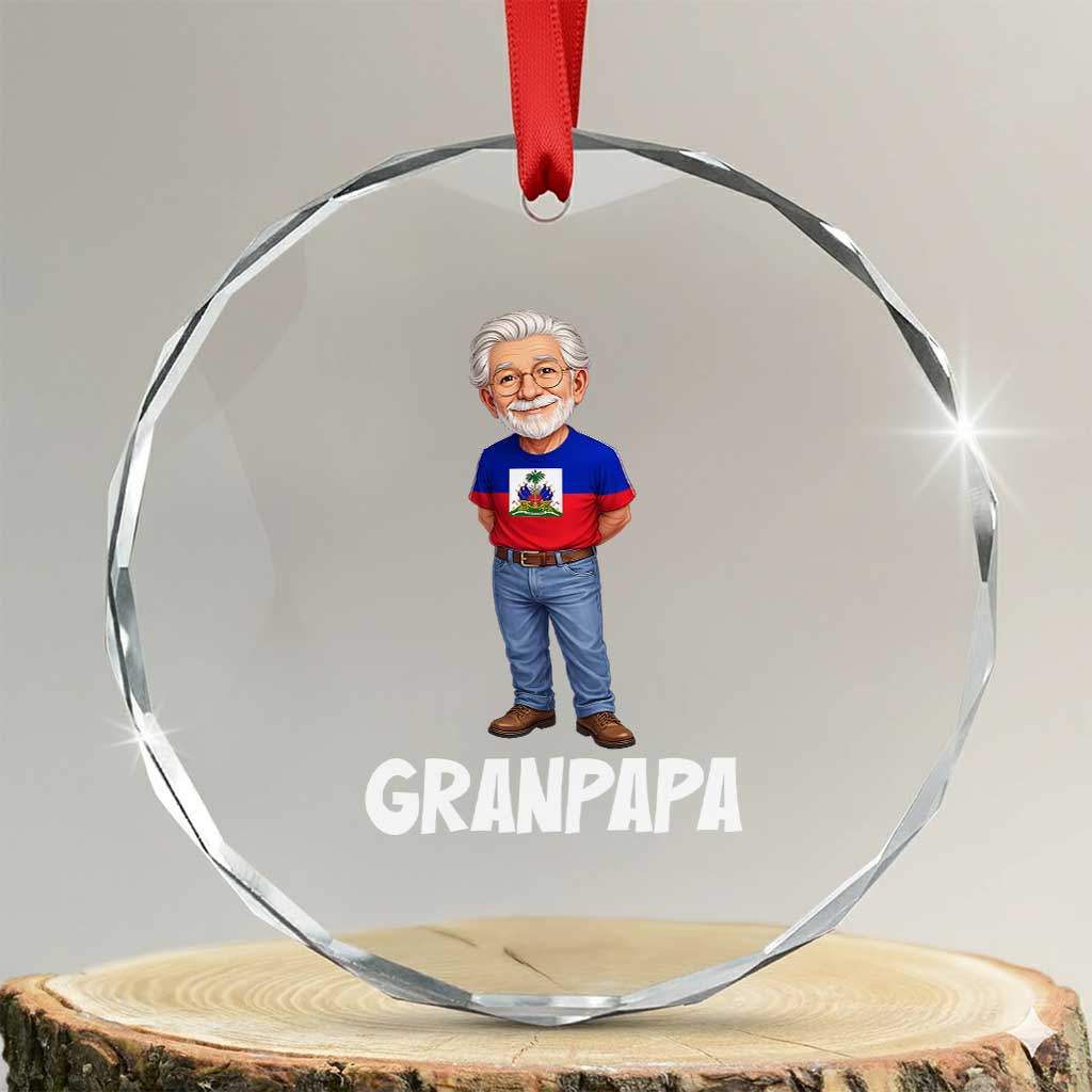 Granpapa Haitian Creole Grandpa Pride Crystal Glass Ornament Grandfather Hispanic Haiti Heritage Father's Day