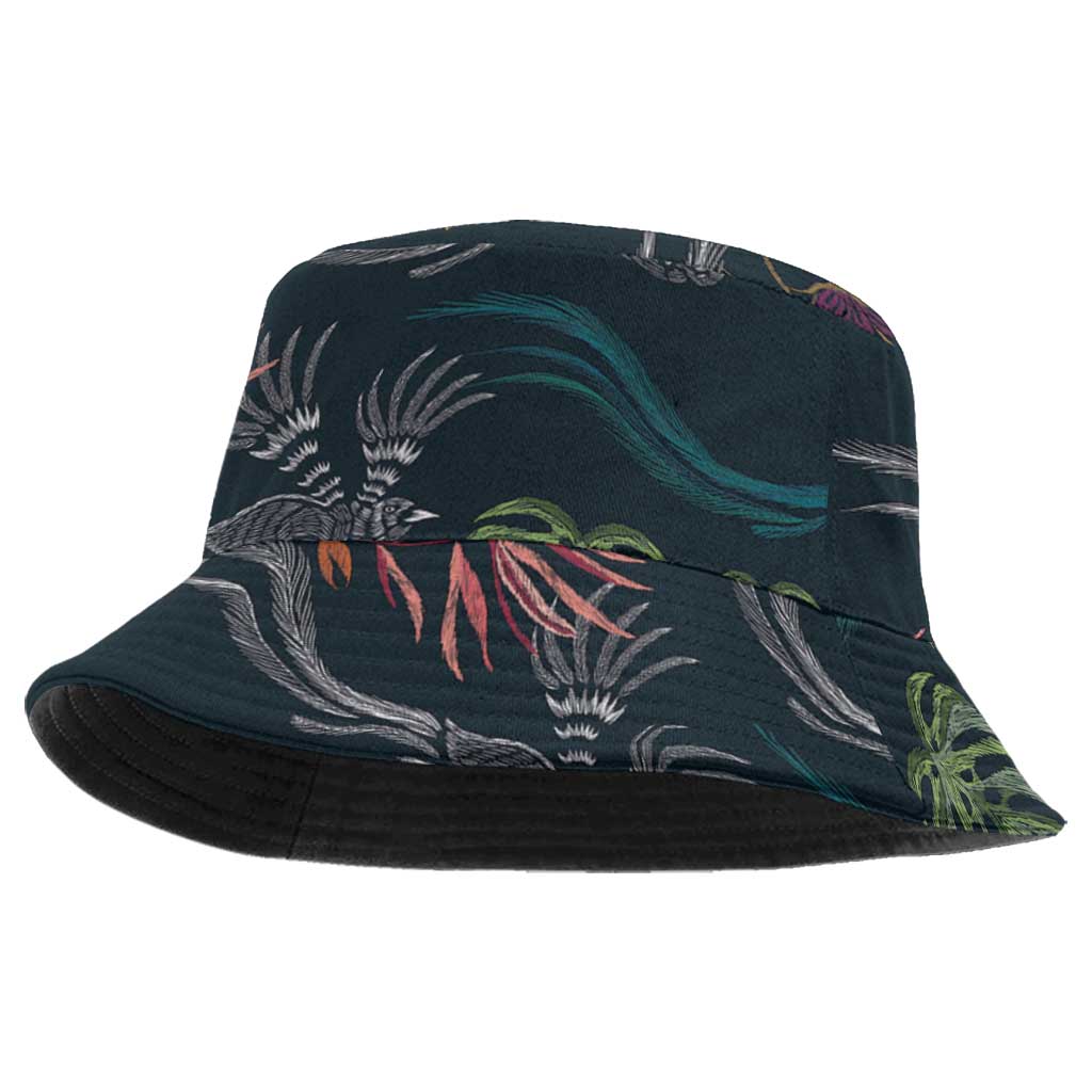 Guatemala Quetzal Bird Pattern Bucket Hat Embroidery Effect
