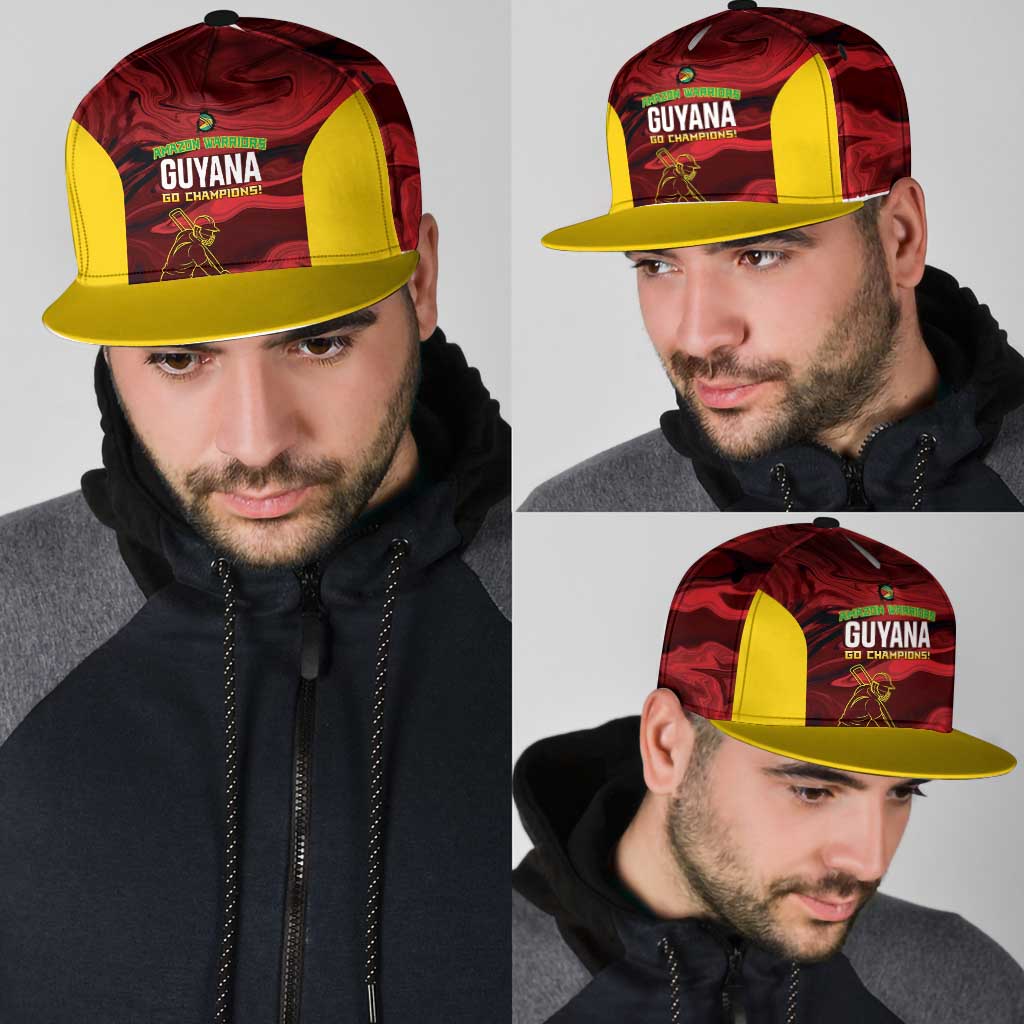 Guyana Cricket Snapback Cap Go Amazon Warriors Marble Pattern - Wonder Print Shop