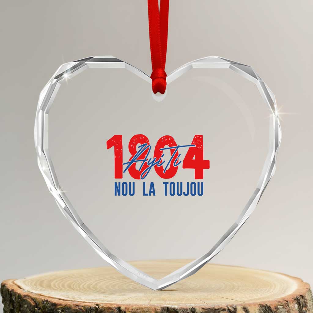Haiti 1804 Ayiti Nou La Toujou Heart Crystal Glass Ornament Independence Haiti Heritage Pride
