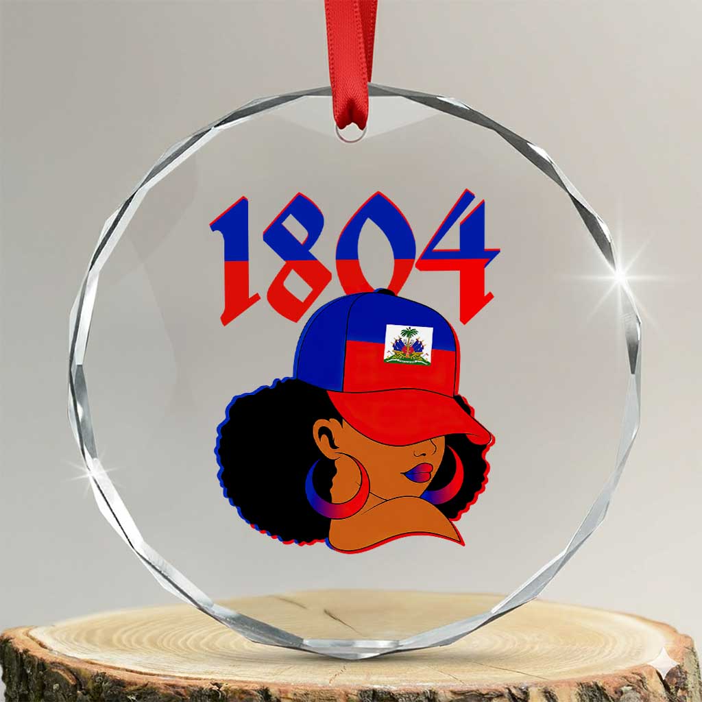 Haiti 1804 Curly Afro Queen Hoop Earrings Style Graphic Crystal Glass Ornament Haitian Heritage Pride