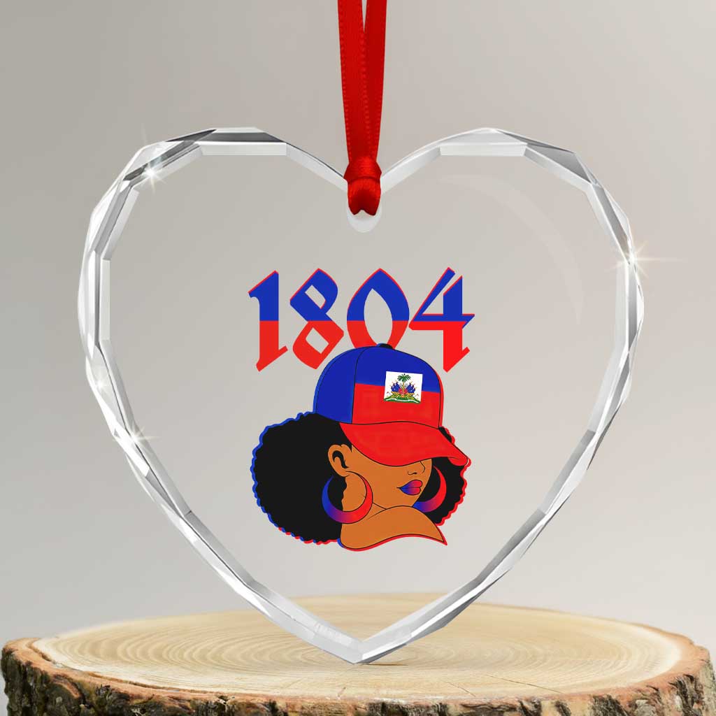 Haiti 1804 Curly Afro Queen Hoop Earrings Style Graphic Heart Crystal Glass Ornament Haitian Heritage Pride