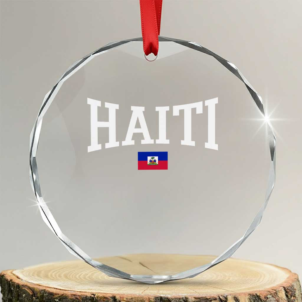 Haiti Haitian Flag Caribbean Souvenir Crystal Glass Ornament Vintage Varsity Sports