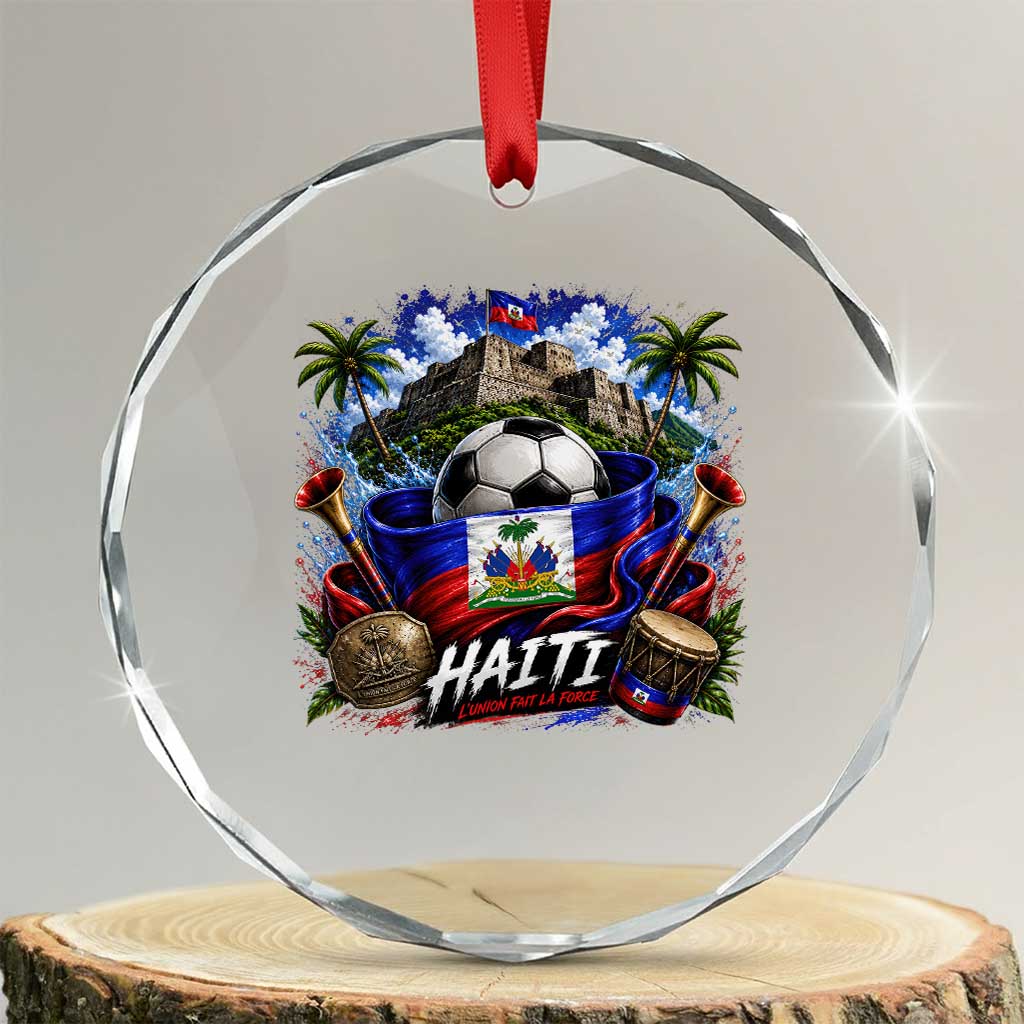 Haiti Soccer 2026 Crystal Glass Ornament Haitian Flag Caribbean Football Fan