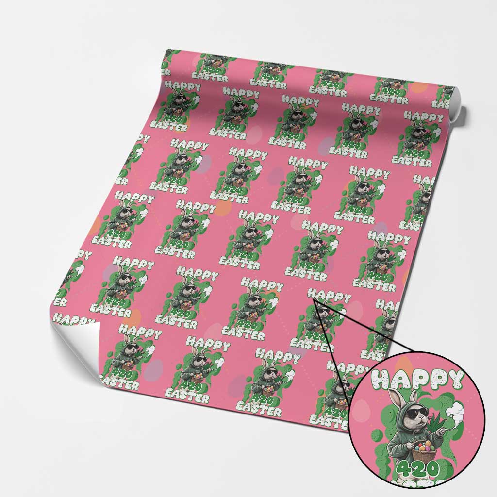 Happy 420 Easter Wrapping Paper Roll Funny Smoking Easter Bunny