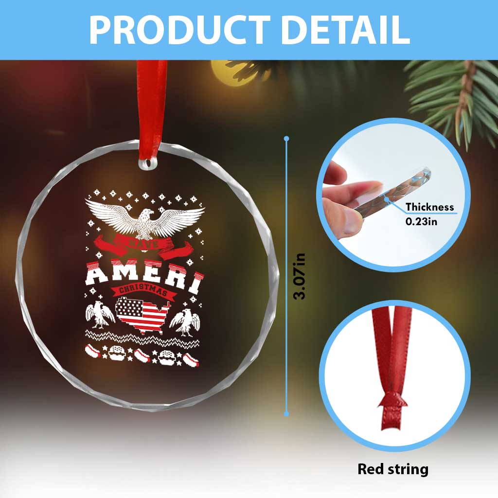 Have Ameri-Xmas USA Patriotic Eagle Xmas Crystal Glass Ornament TS09