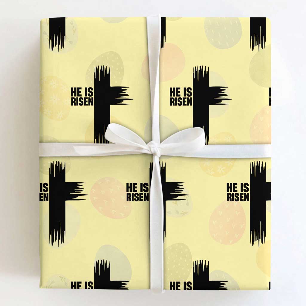 He Is Risen Wrapping Paper Roll Christian Easter Cross