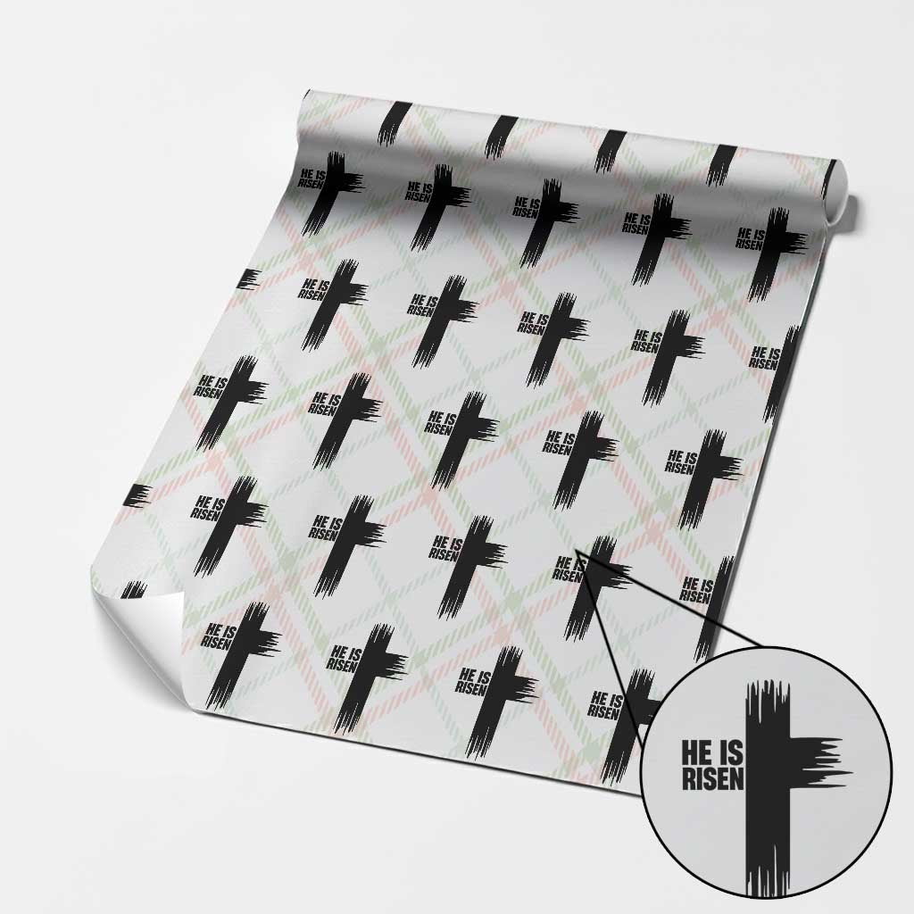 He Is Risen Wrapping Paper Roll Christian Easter Cross