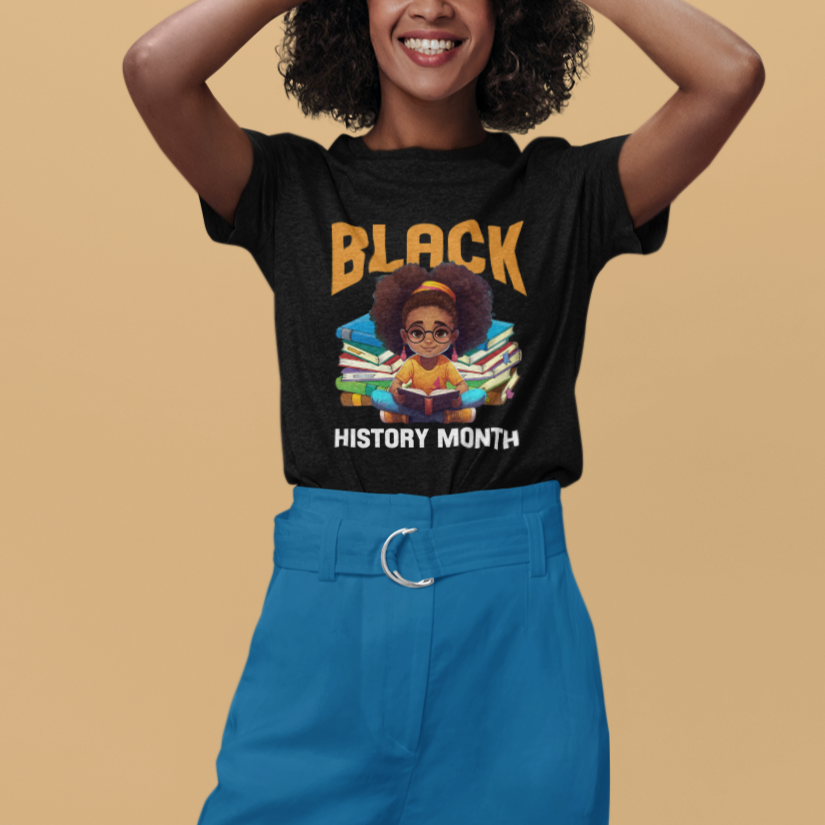 Black History Month T Shirt Girl Reading Book African Pride Melanin - Wonder Print Shop