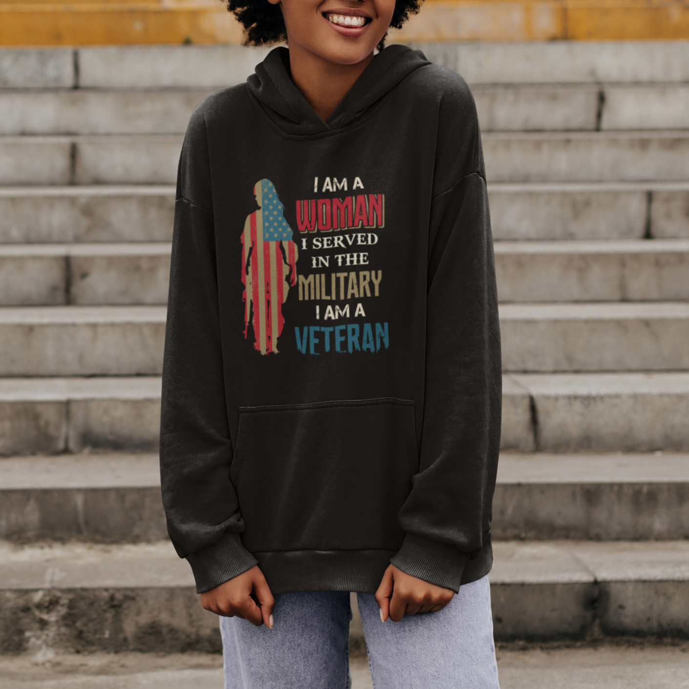 Female Veteran Hoodie I Am A Woman I Served In The Military I Am Veteran - Wonder Print Shop