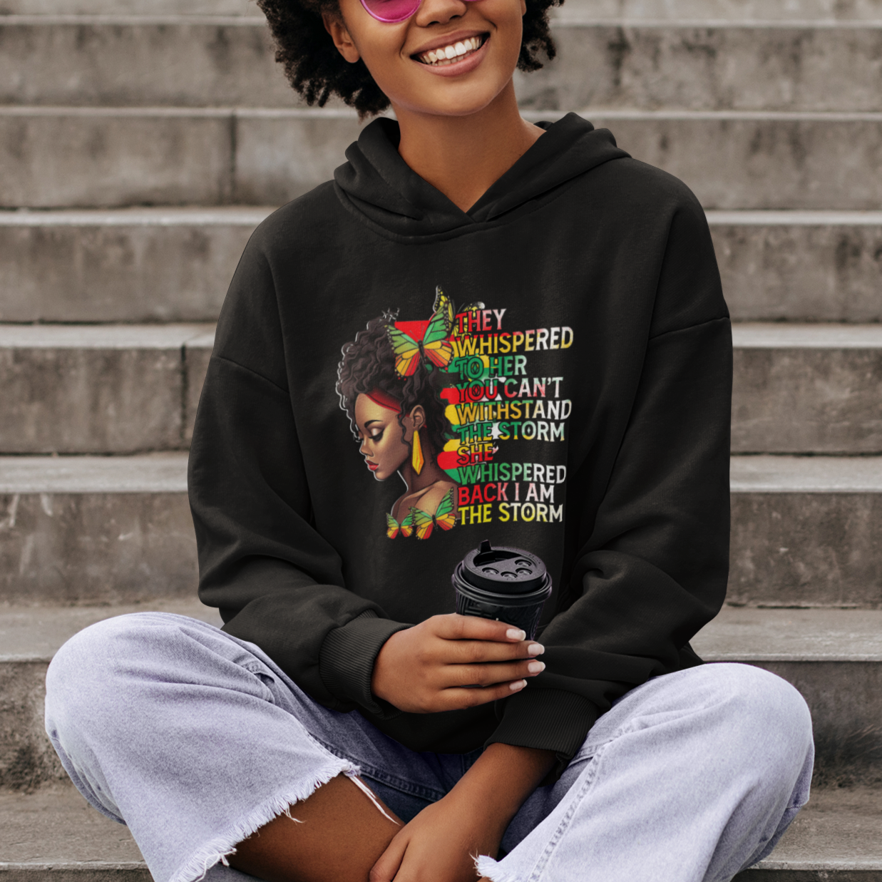 Black History Month Hoodie African Women She Whispered Back I Am The Storm - Wonder Print Shop