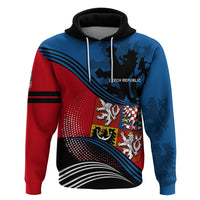 Front view hooded sweatshirt with Czech Republic graphic in red and blue panels