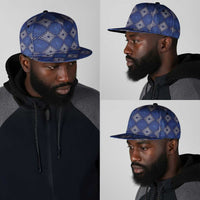 Indigo Diamond African Ankara Pattern Snapback Cap