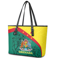 Large zip-top tote bag with black leather handles and Grenada coat of arms graphic