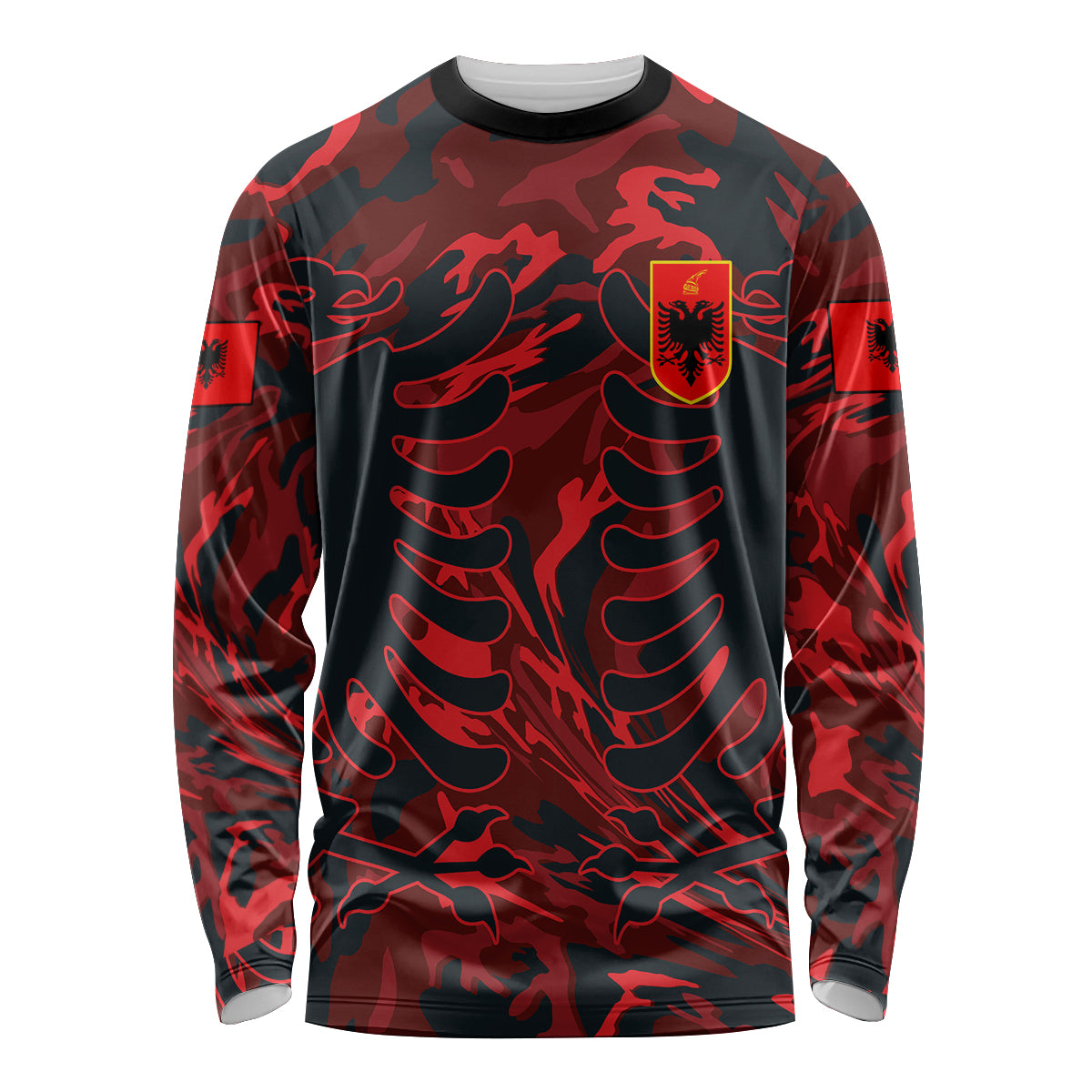 Albania Long Sleeve Shirt Albanian Golden Eagle Sport Version - Wonder Print Shop