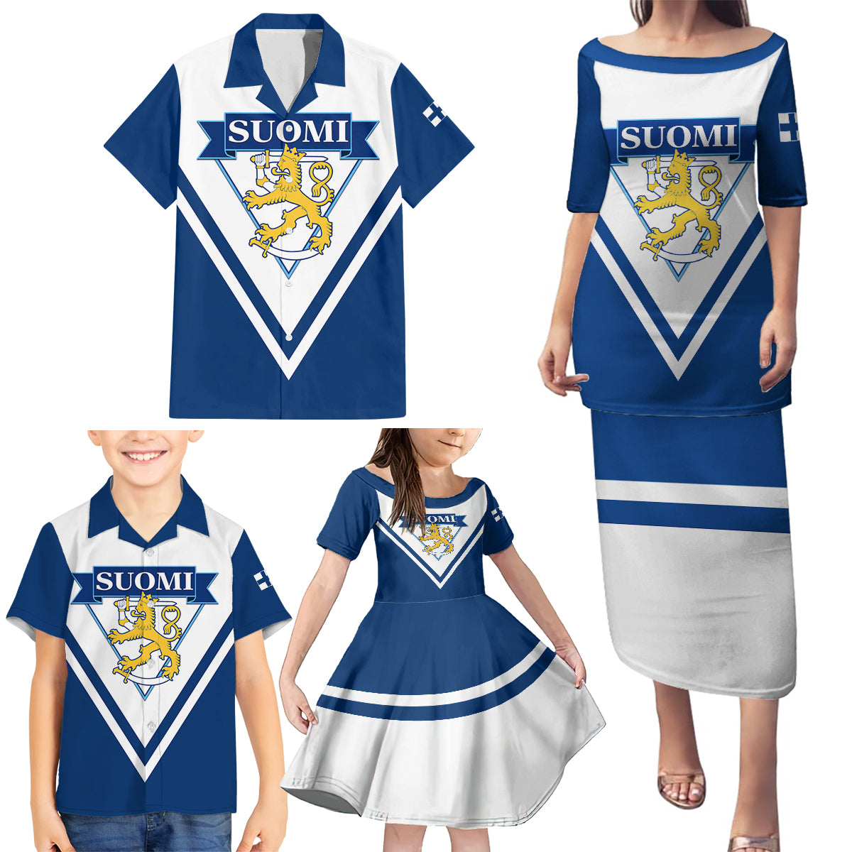 Finland Hockey 2024 Family Matching Puletasi and Hawaiian Shirt Come on Leijonat - Wonder Print Shop