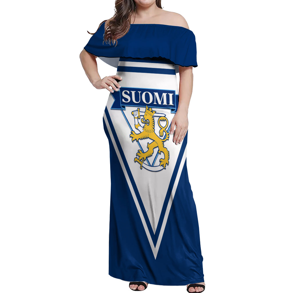 Finland Hockey 2024 Off Shoulder Maxi Dress Come on Leijonat - Wonder Print Shop