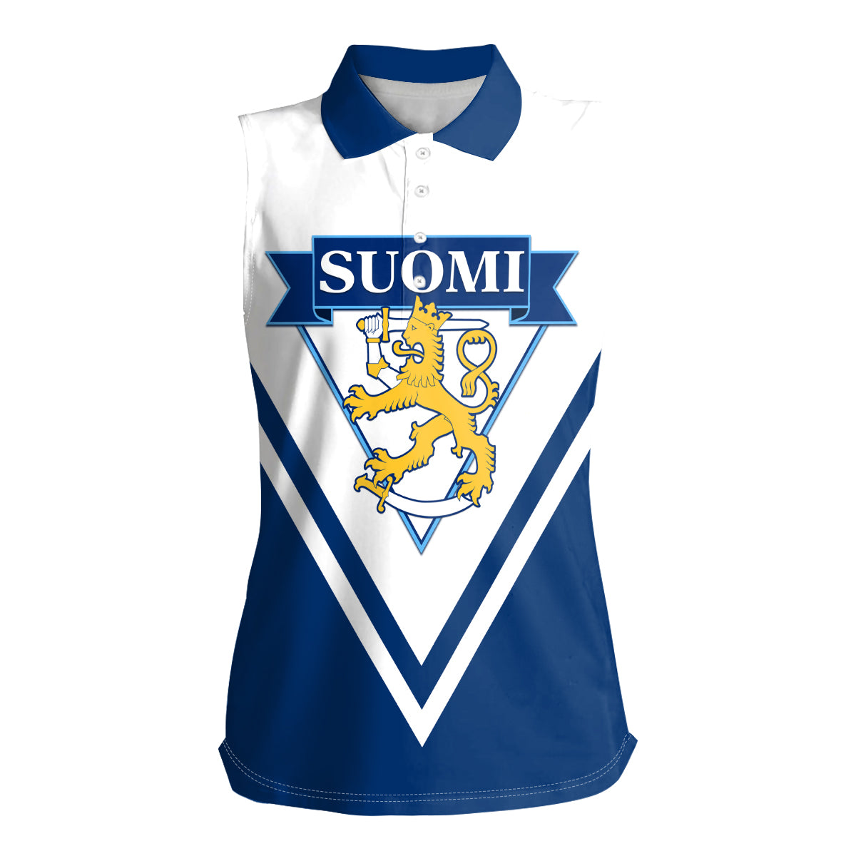 Finland Hockey 2024 Women Sleeveless Polo Shirt Come on Leijonat