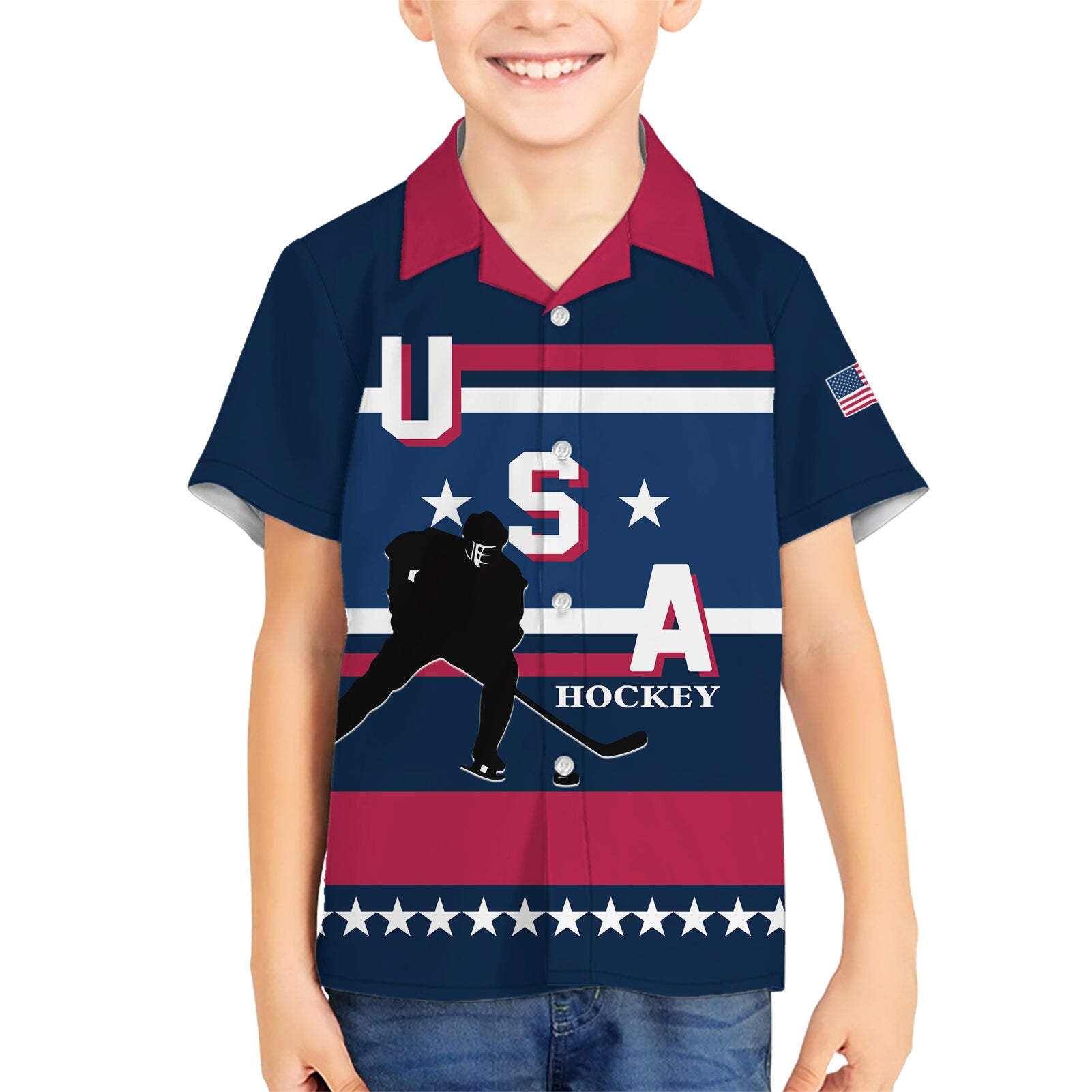 USA Hockey 2024 Kid Hawaiian Shirt Go Team USA - Wonder Print Shop