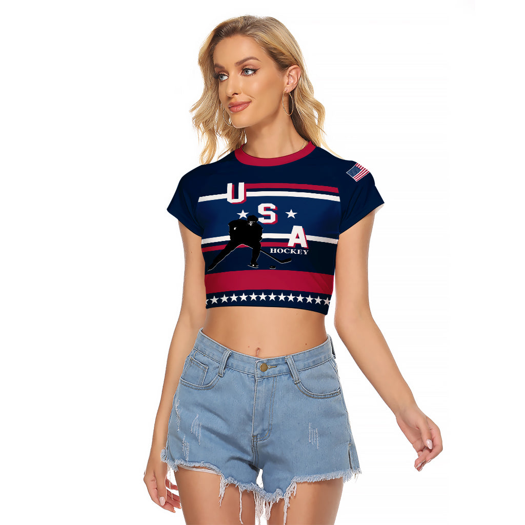 USA Hockey 2024 Raglan Cropped T Shirt Go Team USA