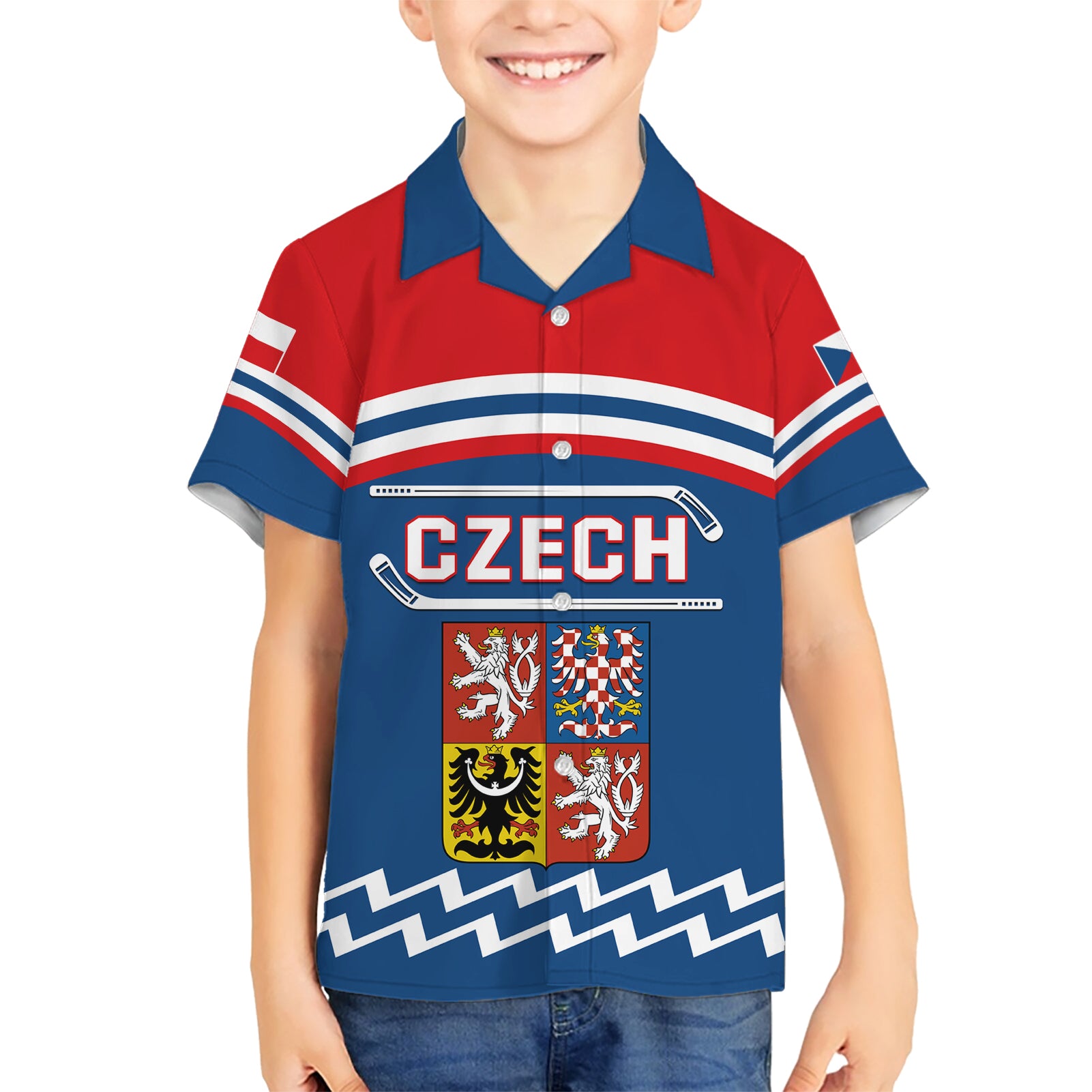 Czech Hockey 2024 Kid Hawaiian Shirt Come on Czechia - Wonder Print Shop