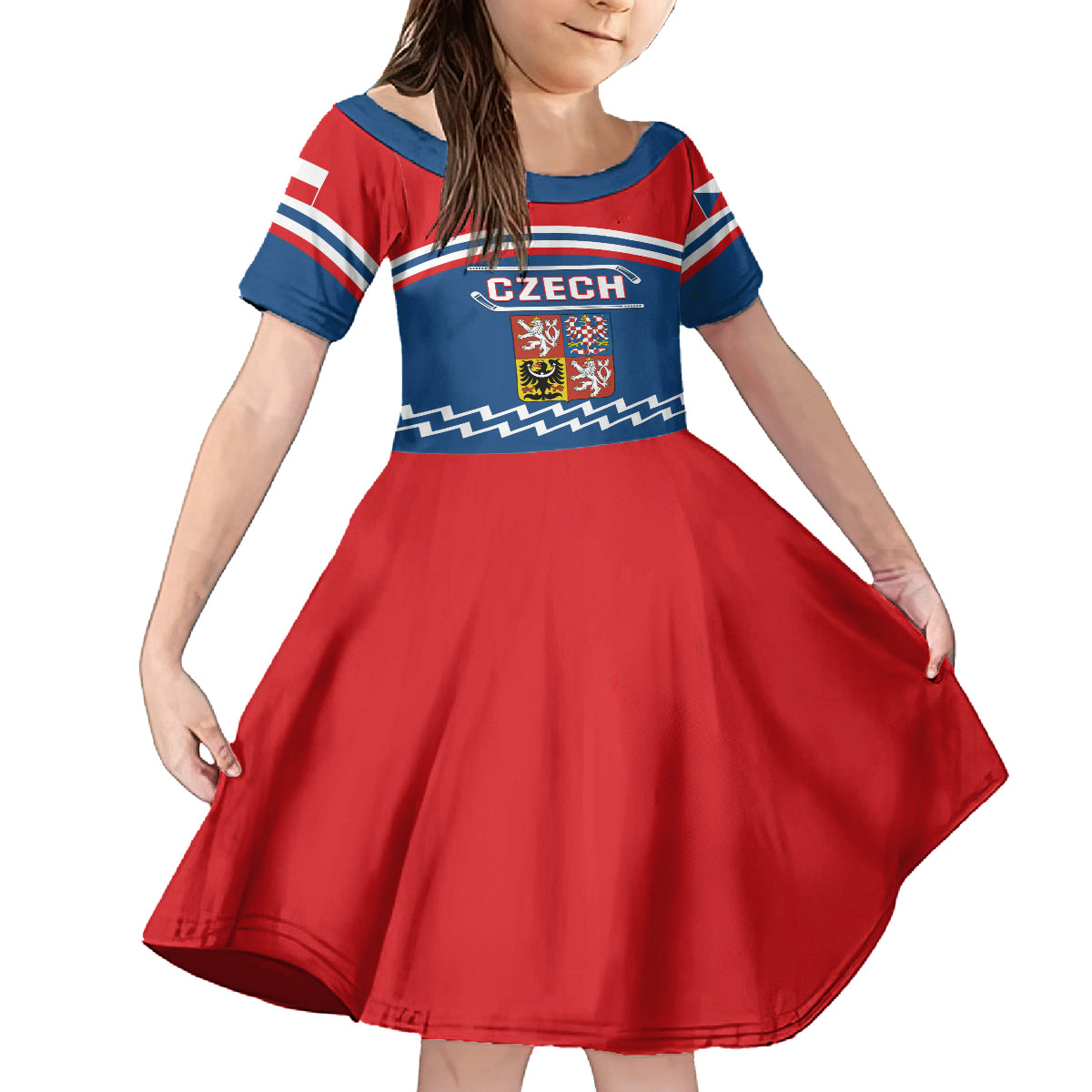 Czech Hockey 2024 Kid Short Sleeve Dress Come on Czechia - Wonder Print Shop