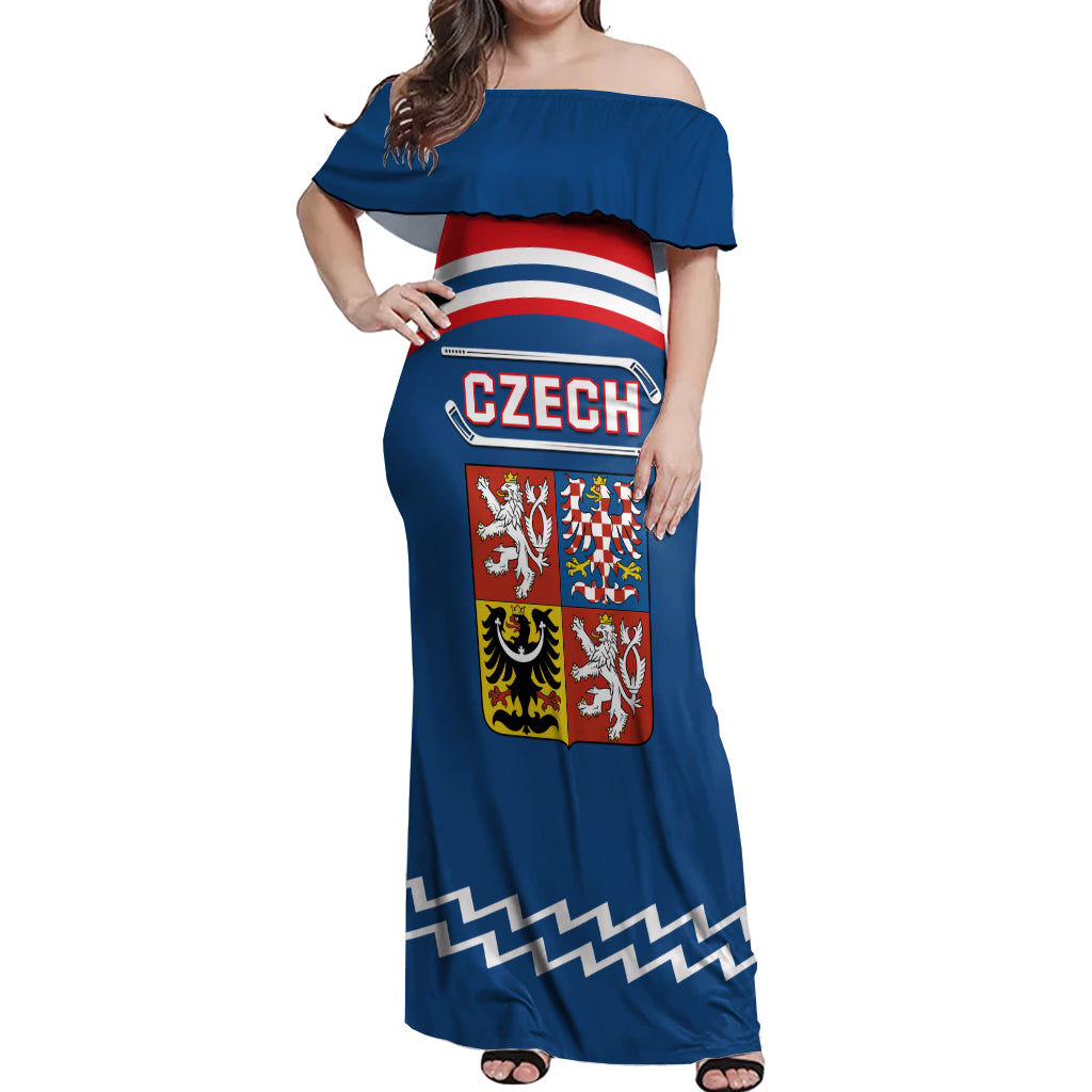 Czech Hockey 2024 Off Shoulder Maxi Dress Come on Czechia - Wonder Print Shop