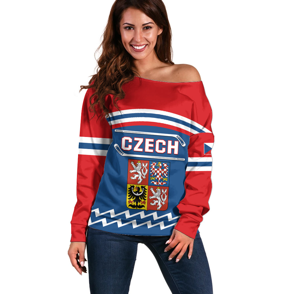 Czech Hockey 2024 Off Shoulder Sweater Come on Czechia - Wonder Print Shop