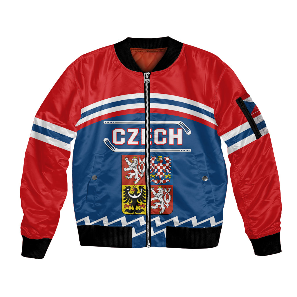 Czech Hockey 2024 Sleeve Zip Bomber Jacket Come on Czechia