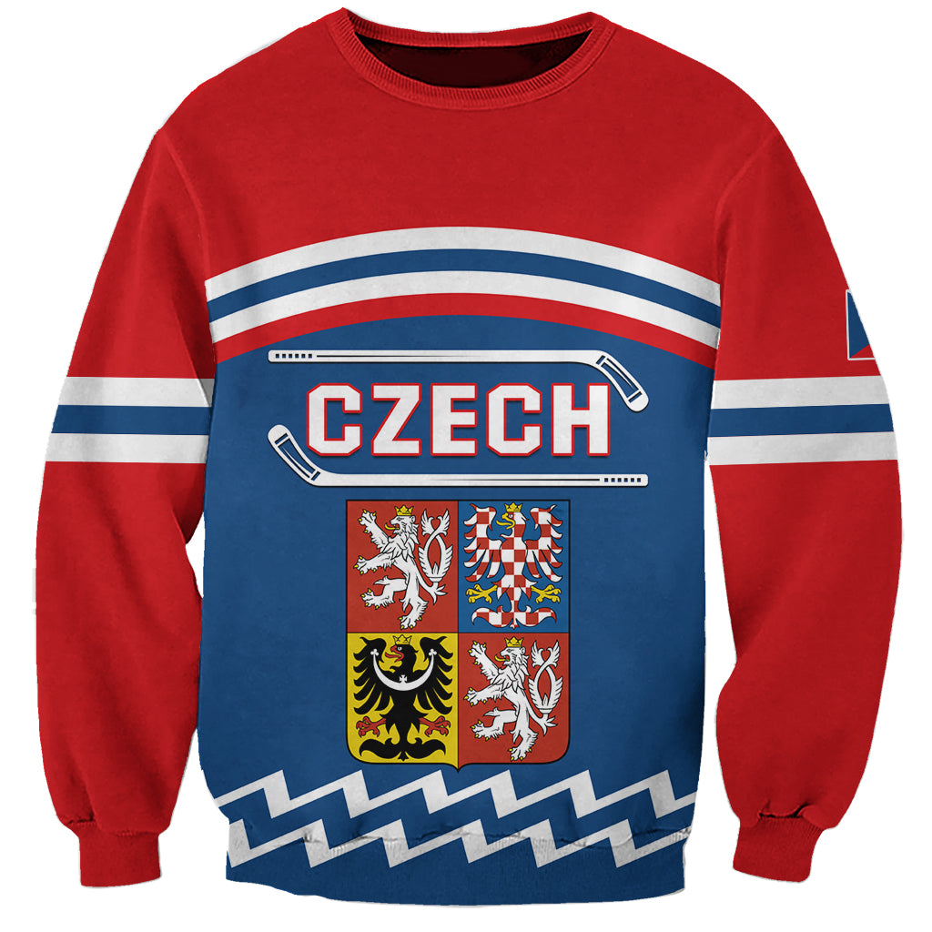 Red unisex hockey sweatshirt with Czech graphic and crest panel
