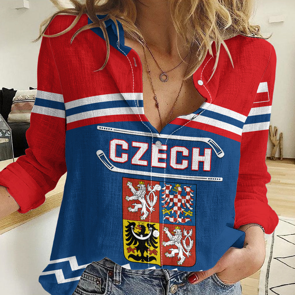 Czech Hockey 2024 Women Casual Shirt Come on Czechia