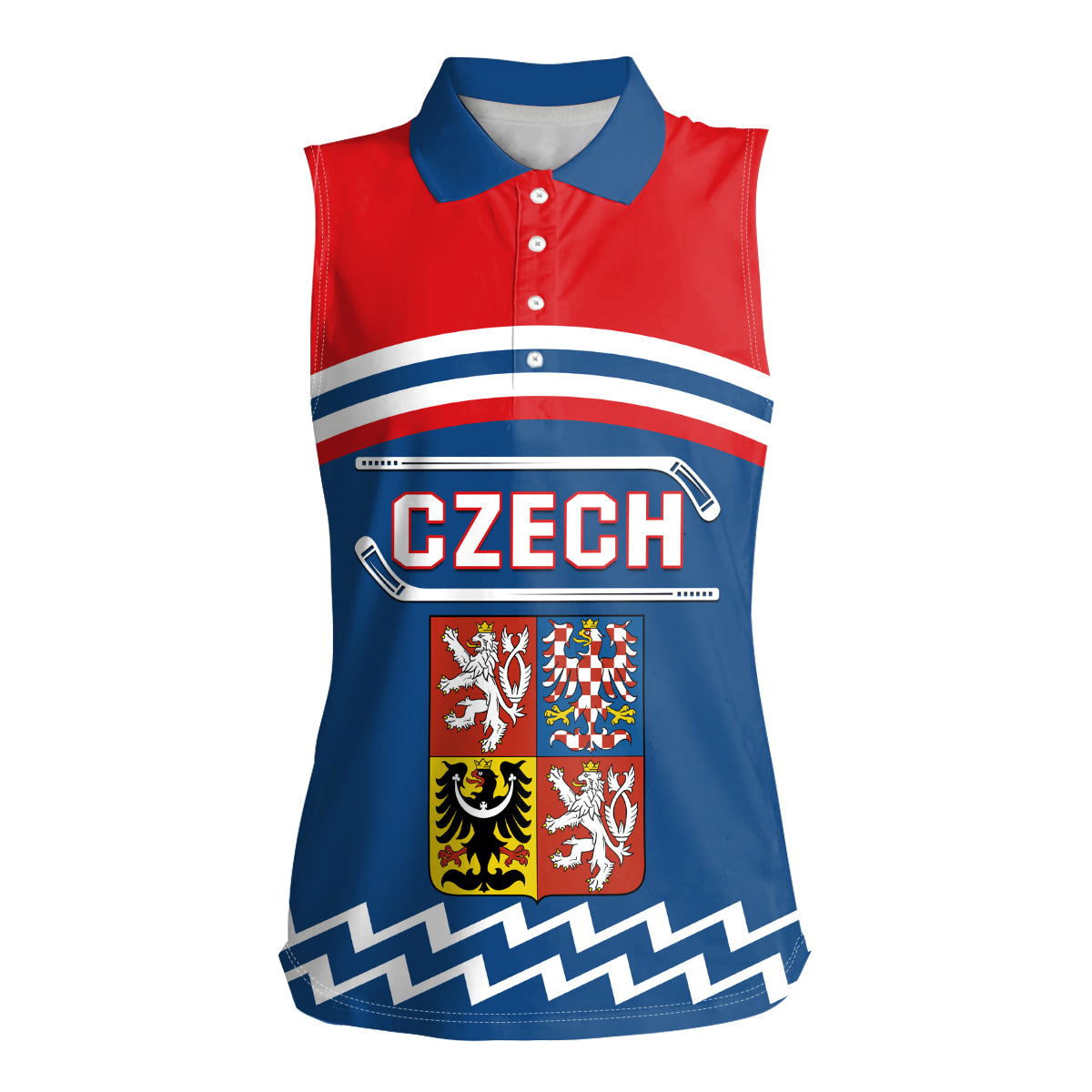 Czech Hockey 2024 Women Sleeveless Polo Shirt Come on Czechia