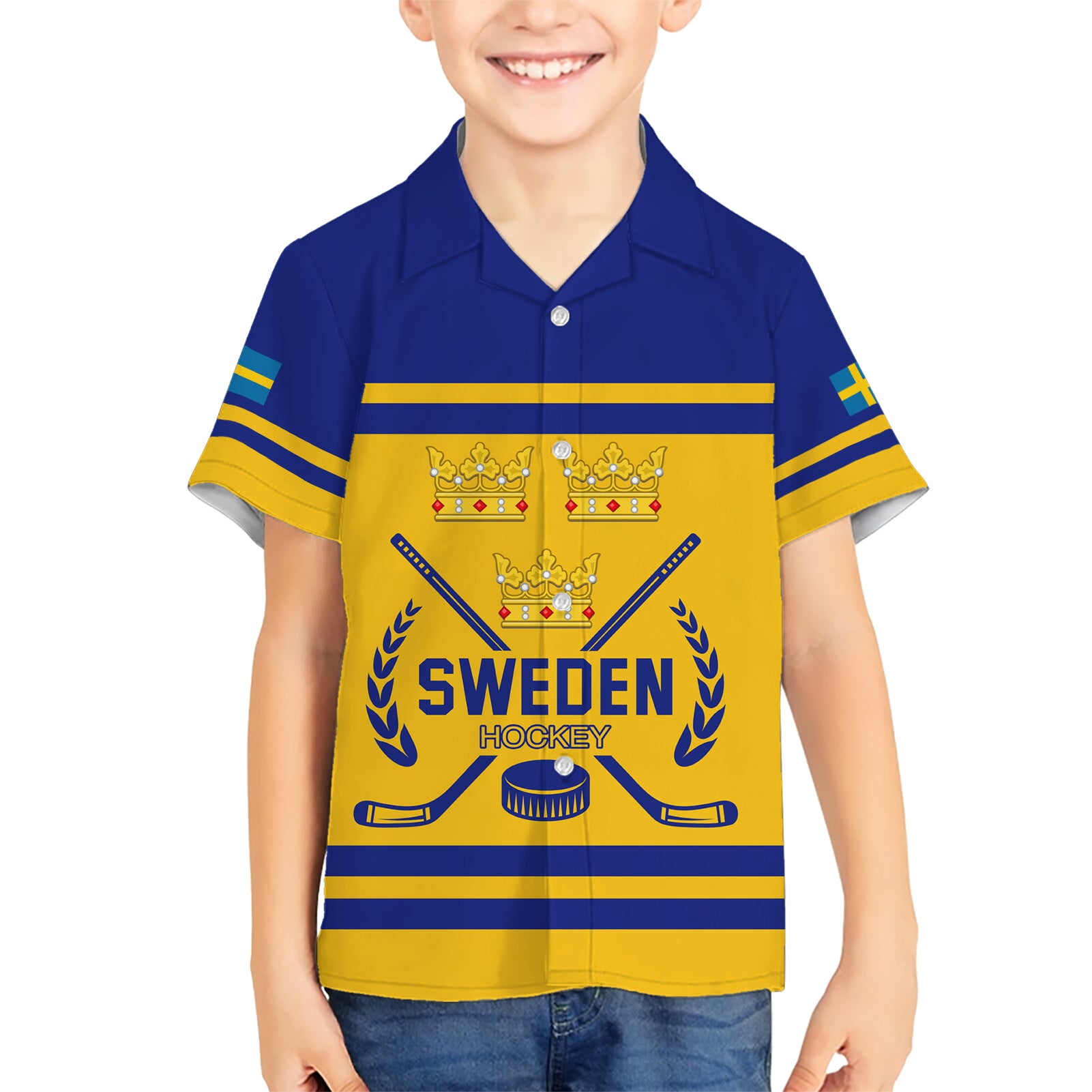 Sweden Hockey 2024 Kid Hawaiian Shirt Tre Kronor Come on - Wonder Print Shop