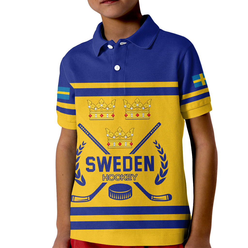 Sweden Hockey 2024 Kid Polo Shirt Tre Kronor Come on - Wonder Print Shop