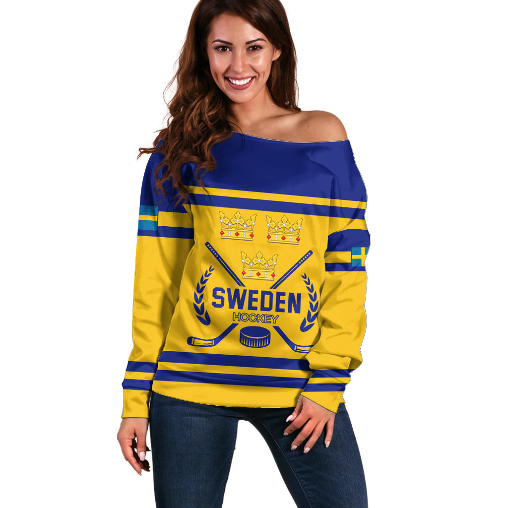 Sweden Hockey 2024 Off Shoulder Sweater Tre Kronor Come on - Wonder Print Shop