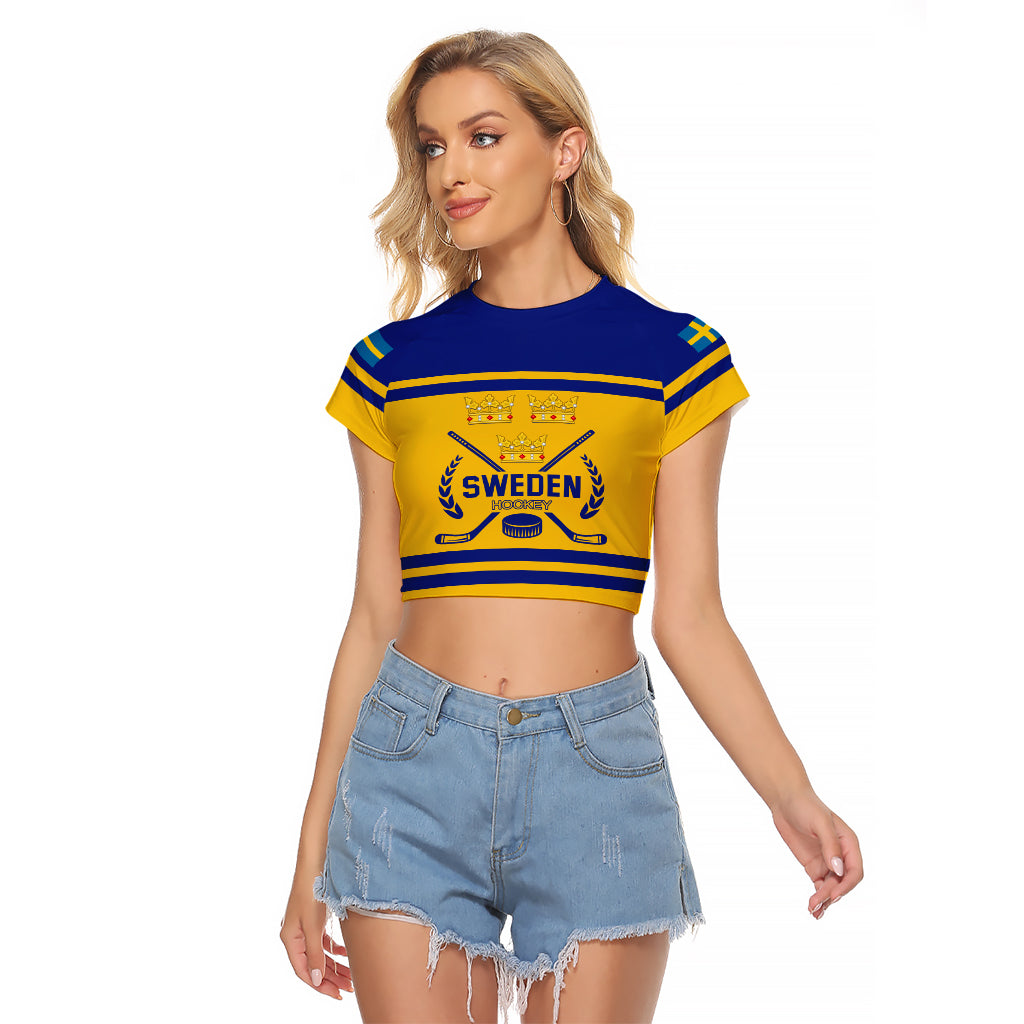 Sweden Hockey 2024 Raglan Cropped T Shirt Tre Kronor Come on