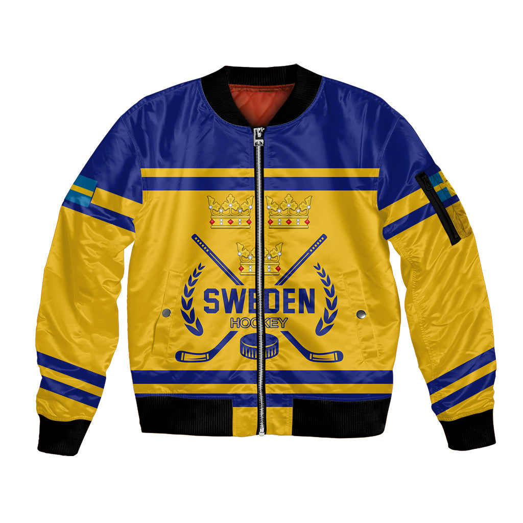 Sweden Hockey 2024 Sleeve Zip Bomber Jacket Tre Kronor Come on